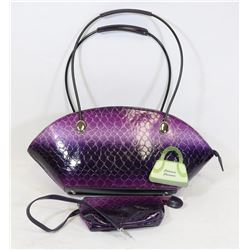 PURPLE SNAKESKIN STYLE HANDBAG