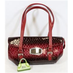 RED SNAKESKIN STYLE HANDBAG