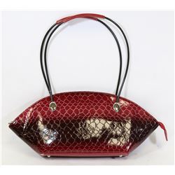 RED SNAKESKIN STYLE HANDBAG