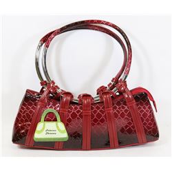 RED SNAKESKIN STYLE HANDBAG