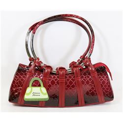 RED SNAKESKIN STYLE HANDBAG