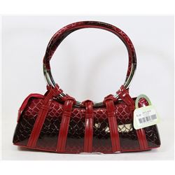 RED SNAKESKIN STYLE HANDBAG