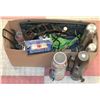 Image 1 : BOX OF MISC ITEMS INCL THERMOS, KEYBOARD