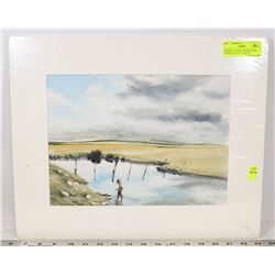 ORIGINAL SIGNED WATERCOLOR PAINTING - BOY IN WATER