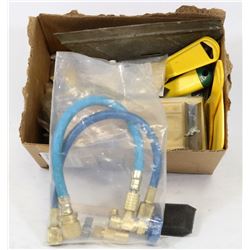 BOX OF ASSORTED PAINT BRUSHES, DRY WALL SANDERS