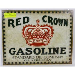 RED CROWN GASOLINE METAL SIGN.