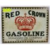 Image 1 : RED CROWN GASOLINE METAL SIGN.