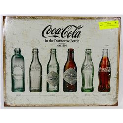 COCA-COLA SOLD HISTORY METAL SIGN.
