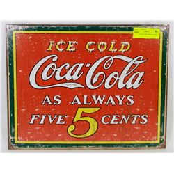 COCA-COLA 5 CENT METAL SIGN