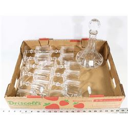 CRYSTAL WINE DECANTER AND 12 PC WINE GLASS