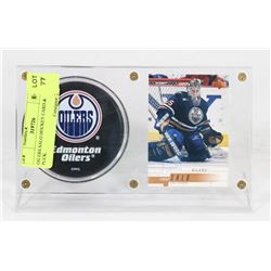 OILERS SALO HOCKEY CARD & PUCK.