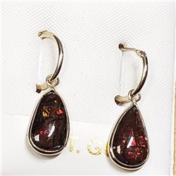 3) 14K WHITE GOLD NATURAL AMMOLITE EARRINGS