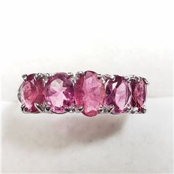 4) 10K WHITE GOLD NATURAL PINK TOURMALINE RING