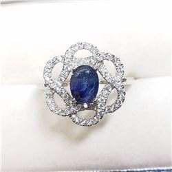 6) STERLING SILVER SAPPHIRE CUBIC ZIRCONIA RING