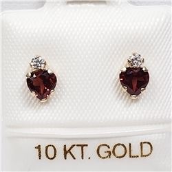 8) 10K YELLOW GOLD GARNET CUBIC ZIRCONIA EARRINGS