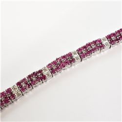 13) STERLING SILVER 120 RUBY BRACELET