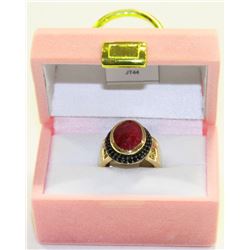 14) GOLD-PLATED STERLING SILVER RUBY RING