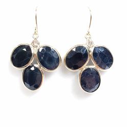 15) 14K YELLOW GOLD SAPPHIRE & DIAMOND EARRINGS