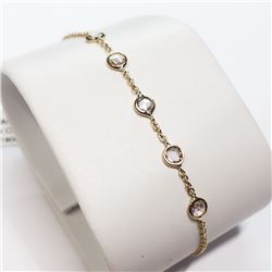 21) 14K YELLOW GOLD 5 ROSE CUT DIAMONDS BRACELET