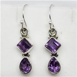 23) STERLING SILVER AMETHYST EARRINGS