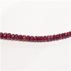 24) STERLING SILVER NATURAL RUBY BEAD NECKLACE