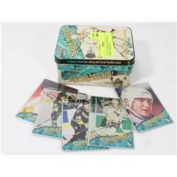 TIN COLLECTIBLES CASE WITH 5 MARIO LEMIEUX ALL