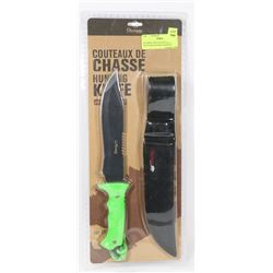 OLYMPIA NEW HUNTING KNIFE WITH SHEATH GREEN HANDLE