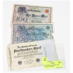 1922 GERMAN 500 MARK AND 2 GERMAN 100 MARK