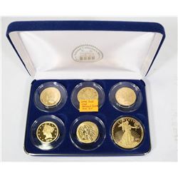 24K GOLD CLAD NATIONAL COLLECTORS MINT 6 COINS,