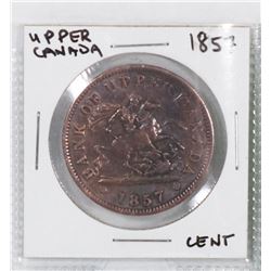 UPPER CANADA ONE CENT COIN  1857