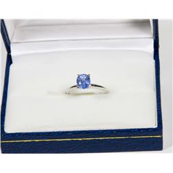 27) 10K WHITE GOLD SAPPHIRE RING