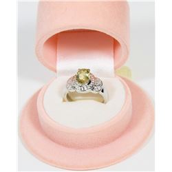 29) STERLING SILVER LEMON QUARTZ & CZ RING