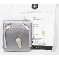 14K YELLOW GOLD NATURAL JADE PENDANT NECKLACE