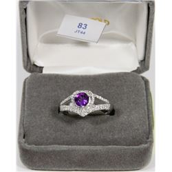 33) STERLING SILVER AMETHYST RING