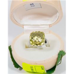 35) BRASS LEMON QUARTZ RING