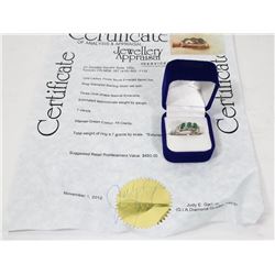 LADIES SIZE 7.5 EMERALD STERLING SILVER RING,