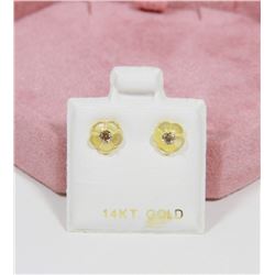 39) 14K GOLD DIAMOND & MOTHER OF PEARL EARRINGS