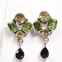 43) STERLING SILVER GEMSTONE EARRINGS
