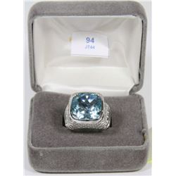 44) BRASS BLUE TOPAZ RING