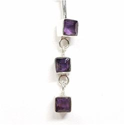 49) STERLING SILVER AMETHYST PENDANT NECKLACE