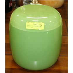 JADE COLOR STONE LIDDED  JAR / URN,  9" TALL