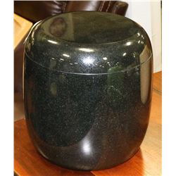 OBSIDIAN COLOR STONE LIDDED JAR / URN 9" TALL