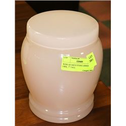 ROSE COLOR STONE LIDDED  JAR / URN,  7" TALL