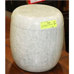 MARBLE DESIGN STONE LIDDED  JAR / URN,  9" TALL