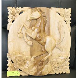 15 X 15 WOOD HORSE CARVING WALL HANGING