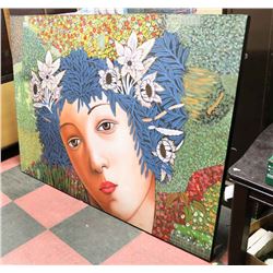 WHIMSICAL FANTASY GIRL OIL ON CANVAS, 71 X 51