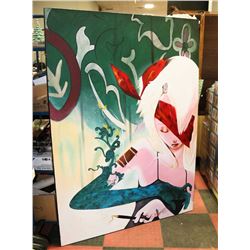 BLONDE BLUSHING GIRL OIL ON CANVAS, 71 X 51