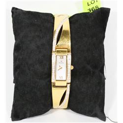 LADIES BULOVA GOLD TONE  AND CRYSTAL WATCH