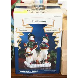SNOWMAN HURRICANE ONE PIECE CANDLE HOLDER.