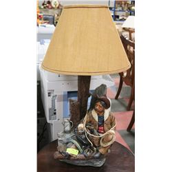 COWBOY RESTING TABLE LAMP WITH BURLAP OVERLAY